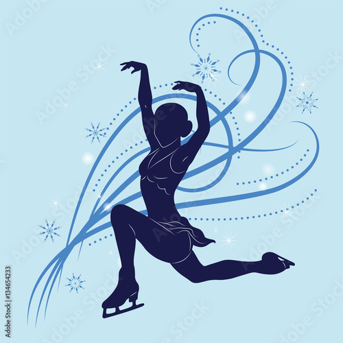 The figure skater's silhouette on a blue background