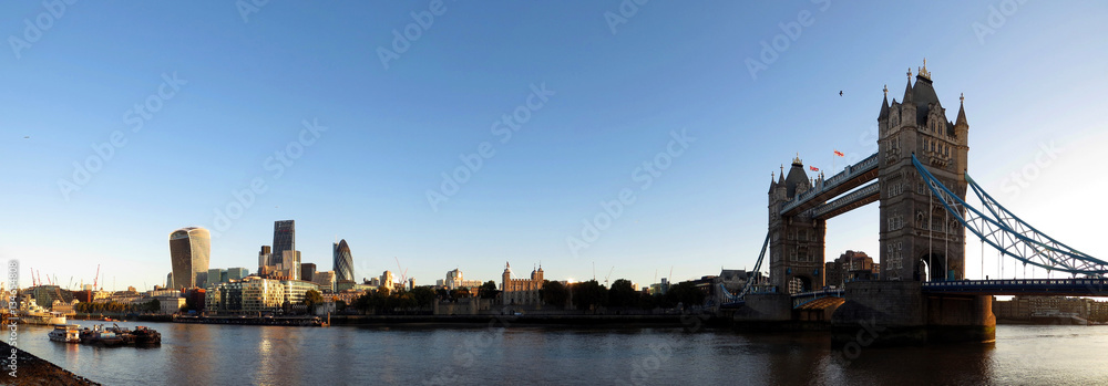 London Skyline Tower and Tower Bridge Panorama