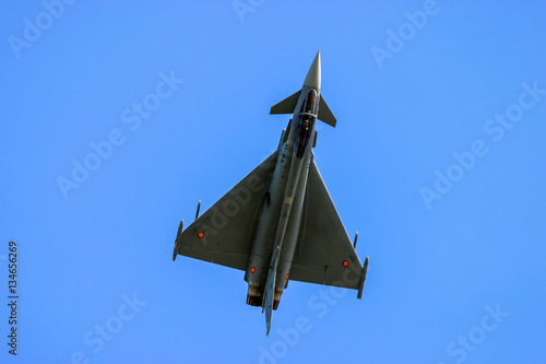 FAIRFORD, UK - JULY 16, 2006: Eurofighter Typhoon aircraft performs at the Royal international air tattoo in Fairford, Gloucestershire, England. photo