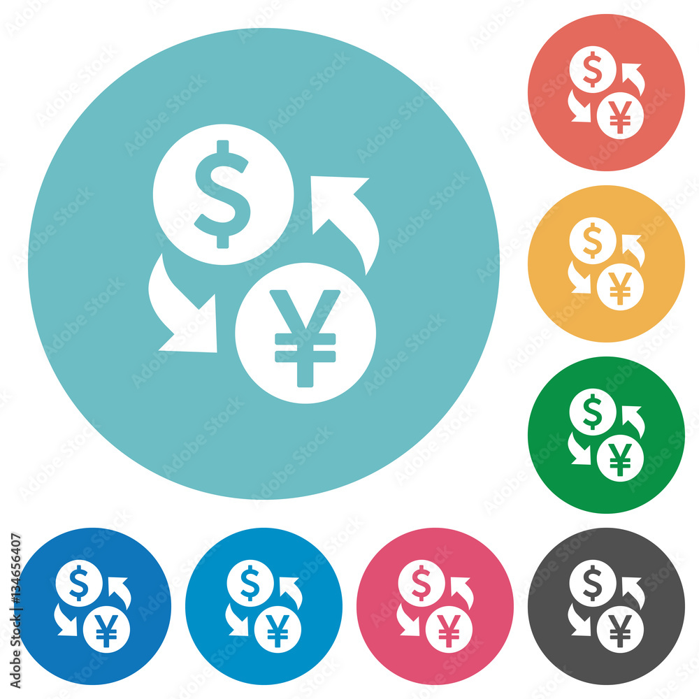 Dollar Yen money exchange flat round icons Dollar Yen money exchange flat round icons