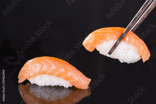 Japanese food on a black background photo