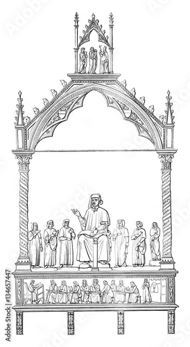 Tomb of Cino da Pistoia, by Andre of Pisa, in the church cathedr photo