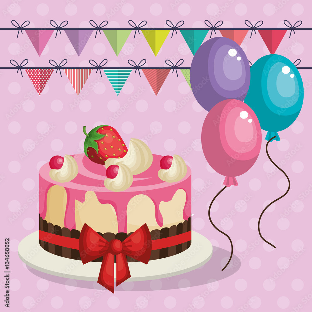 happy birthday invitation with sweet cake vector illustration design happy birthday invitation with sweet cake vector illustration design