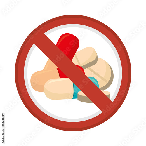 prohibited sign capsules drugs isolated icon vector illustration design