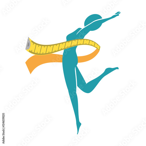 body female with tape measure vector illustration design