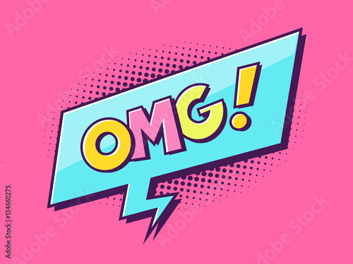 Oh my god - OMG - comic text word in retro technicolor style vector illustration