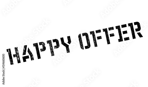 Happy Offer rubber stamp. Grunge design with dust scratches. Effects can be easily removed for a clean, crisp look. Color is easily changed.