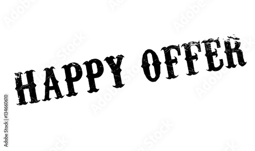 Happy Offer rubber stamp. Grunge design with dust scratches. Effects can be easily removed for a clean, crisp look. Color is easily changed.