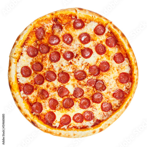 Delicious classic italian Pizza Pepperoni with sausages and cheese mozzarella