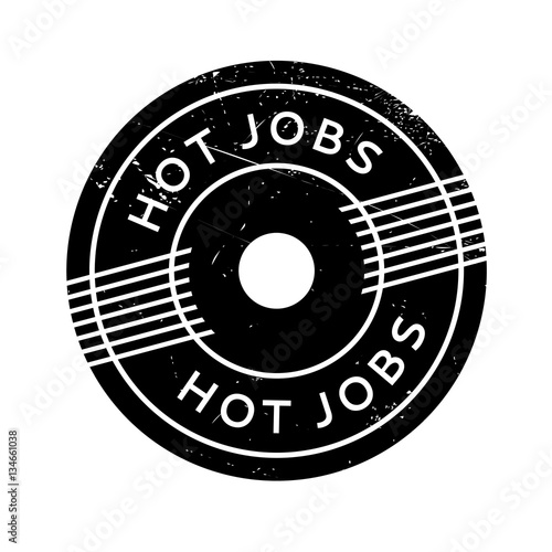 Hot Jobs rubber stamp. Grunge design with dust scratches. Effects can be easily removed for a clean, crisp look. Color is easily changed.