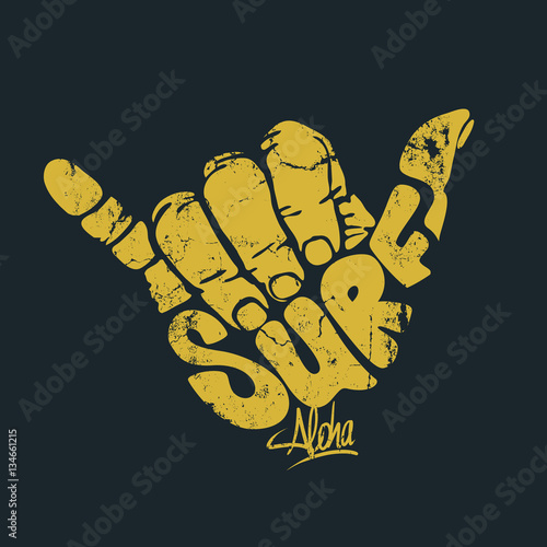 Surfing hand sign print