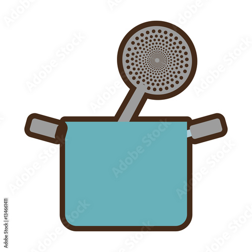 blue pot spatula frying kitchenware vector illustration eps 10