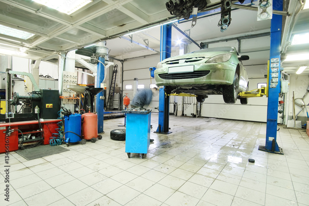 Interior of a car repair station Interior of a car repair station