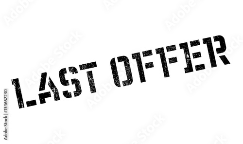 Last Offer rubber stamp. Grunge design with dust scratches. Effects can be easily removed for a clean, crisp look. Color is easily changed.