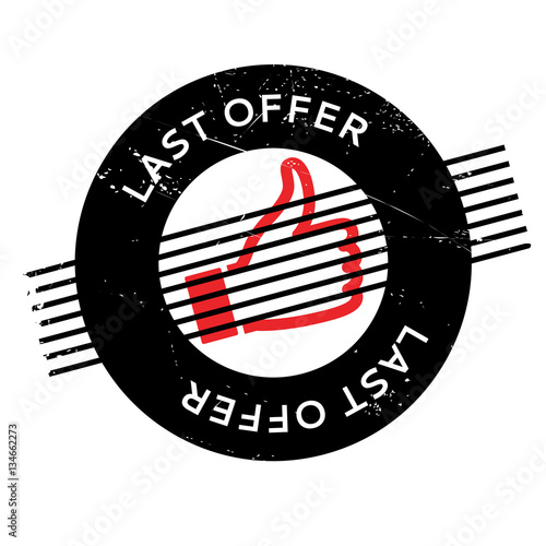 Last Offer rubber stamp. Grunge design with dust scratches. Effects can be easily removed for a clean, crisp look. Color is easily changed. photo