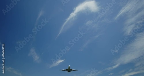 Boeing 747 from the front landing at an Airport photo