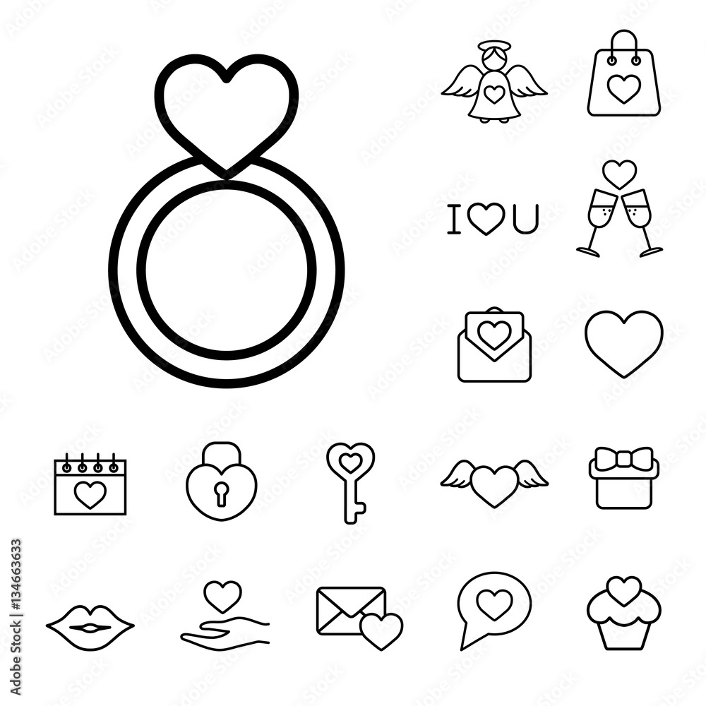 ring wedding marriage line black on white icons set ring wedding marriage line black on white icons set