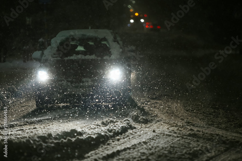 Snowfall on streets