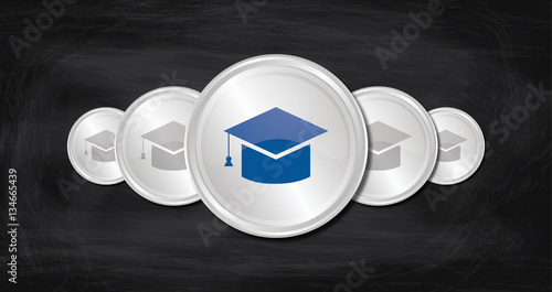 Silberne Buttons - Lernen -  Abschluss - Graduierung