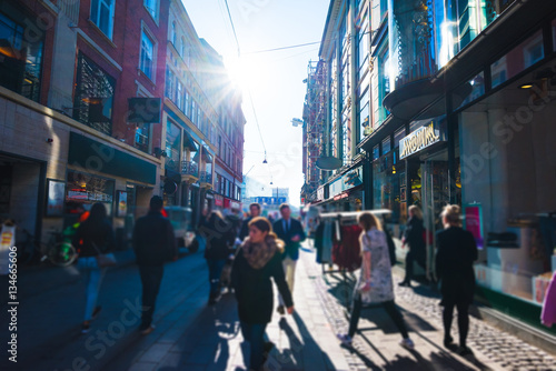 Photography Pedestrian area in the city centre of Copenhagen, Denmark.