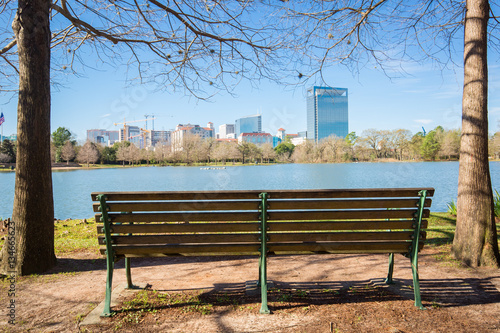 Houston Hermann park conservancy Mcgovern lake in winter Texas