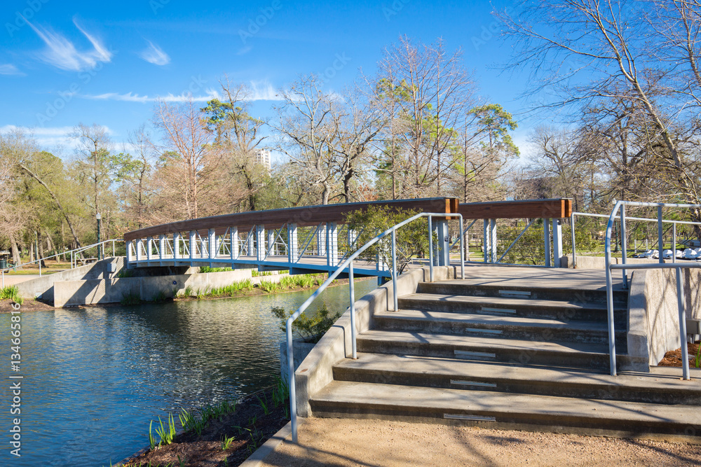 Houston Hermann park conservancy Mcgovern lake in winter Texas