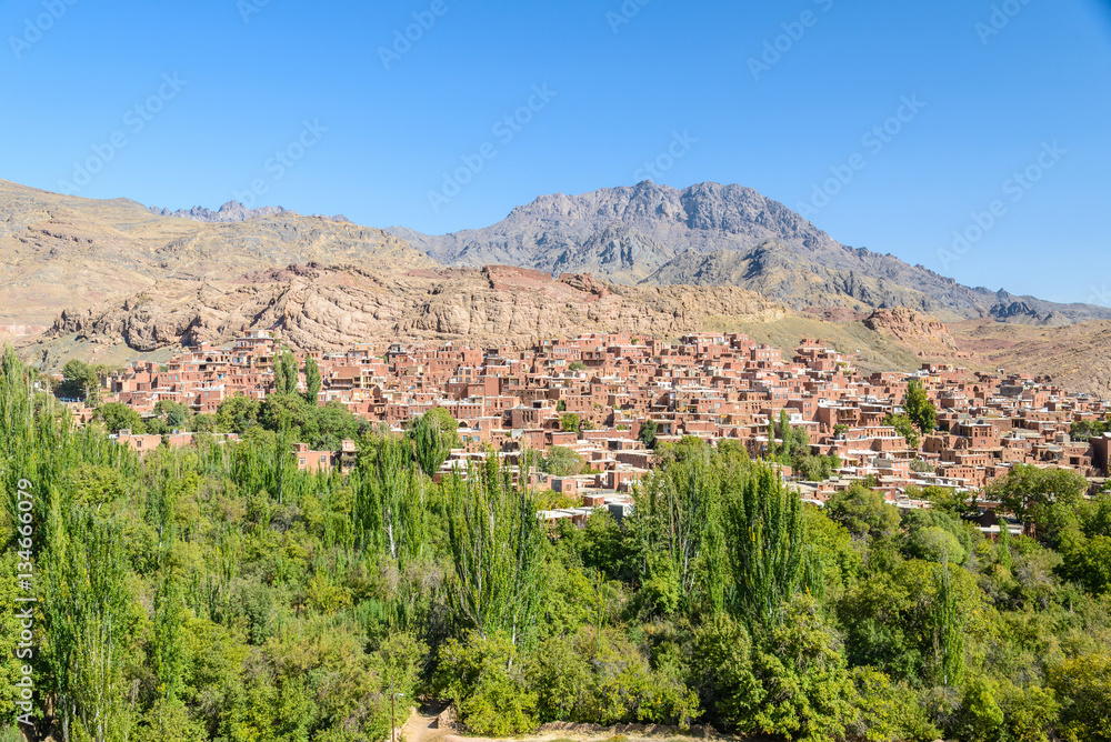 Panoramic view over Abyaneh village, Iran