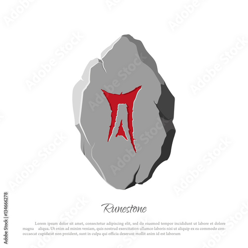 Rune stone on a white background in cartoon style. The object to