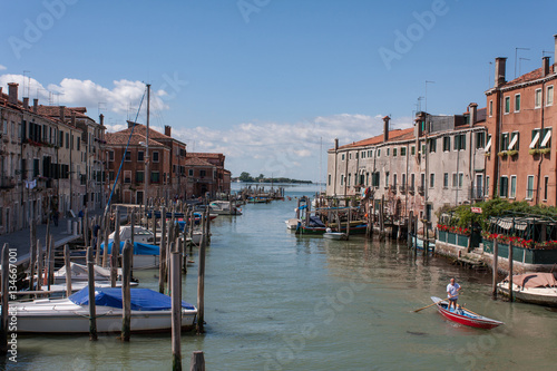 View into a canal in Giudecca Island, Venice, Italy