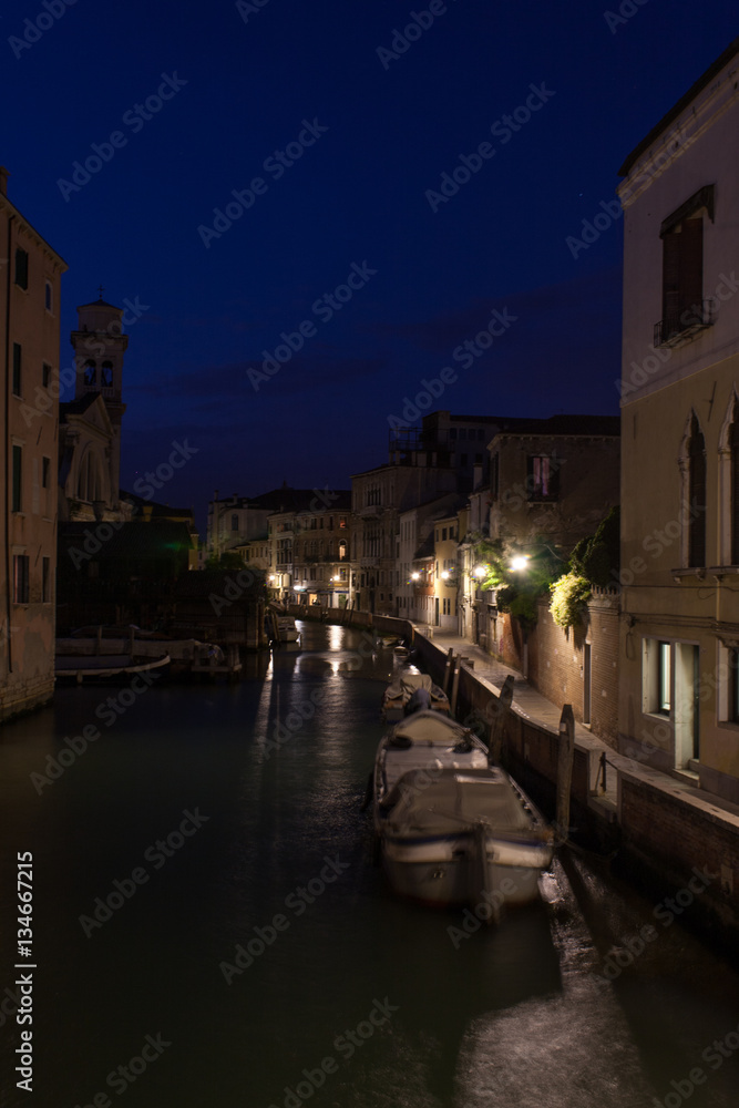 Canal in Venice at night