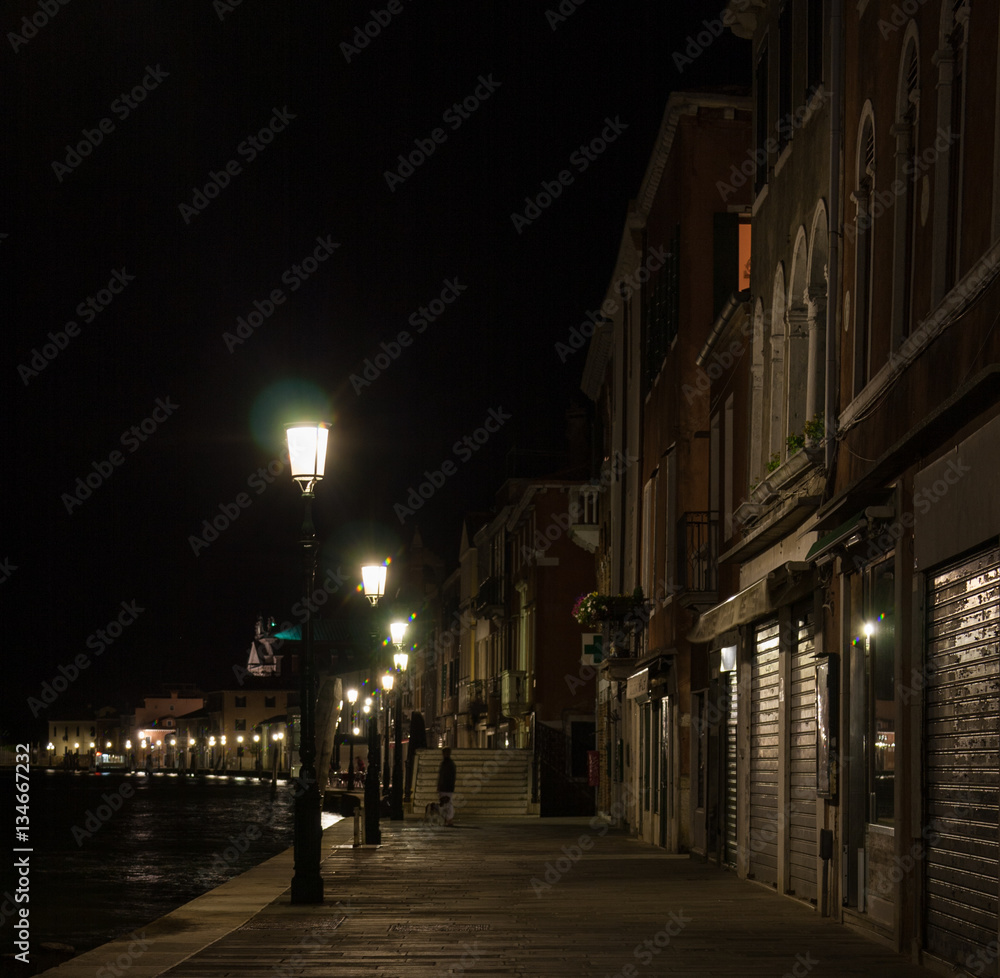 Night scene on Giudecca Island, Venice, Italy