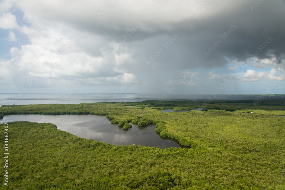 Fototapeta premium aerial approach to Guadeloupe