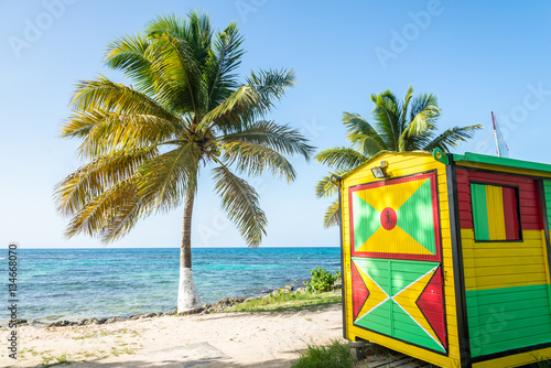 Fototapeta Naklejka Na Ścianę i Meble -  snack bar on the beach of Anse-Bertrand