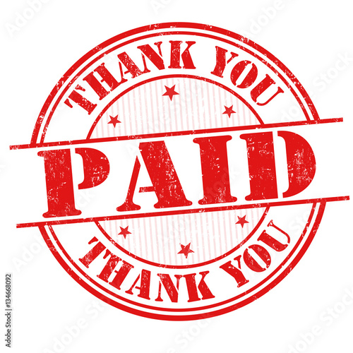 Paid and thank you sign or stamp