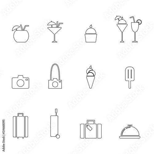 travel line icon set