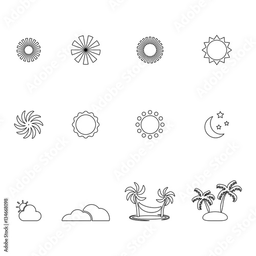 travel line icon set