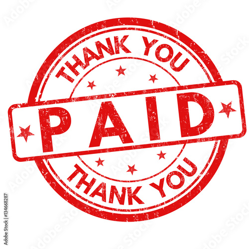 Paid and thank you sign or stamp