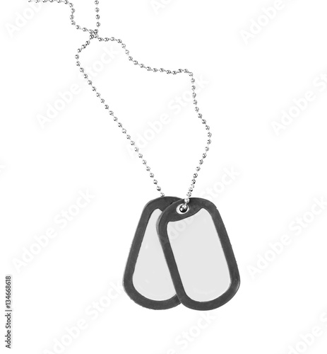 Military ID tags, isolated on white