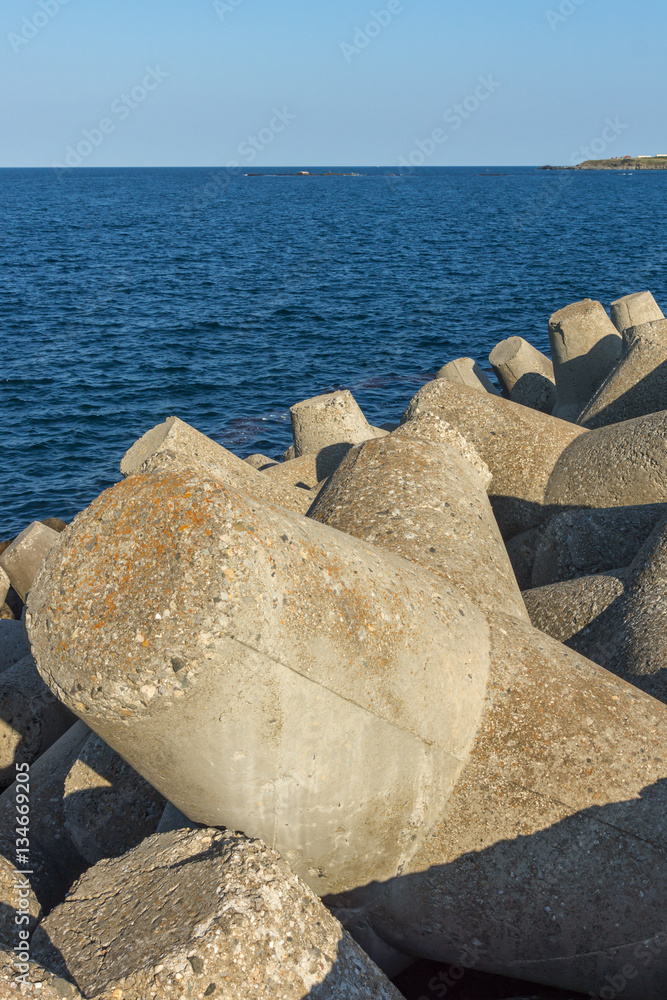 Breakwater on the port of town of Tsarevo, Burgas Region, Bulgaria Breakwater on the port of town of Tsarevo, Burgas Region, Bulgaria