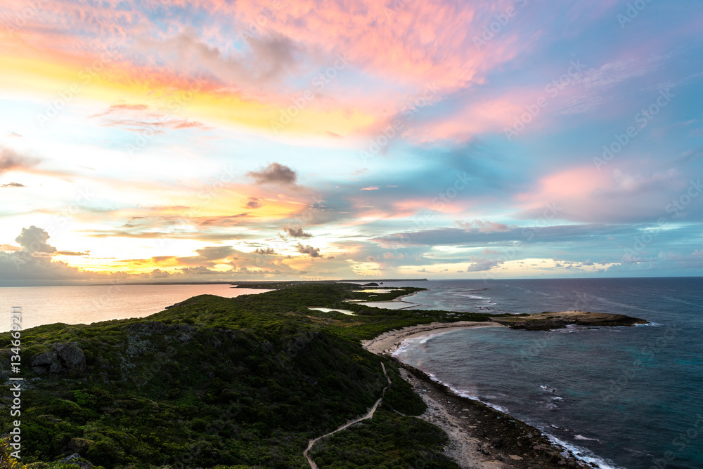 Pointe des Châteaux at sunset, Guadeloupe
