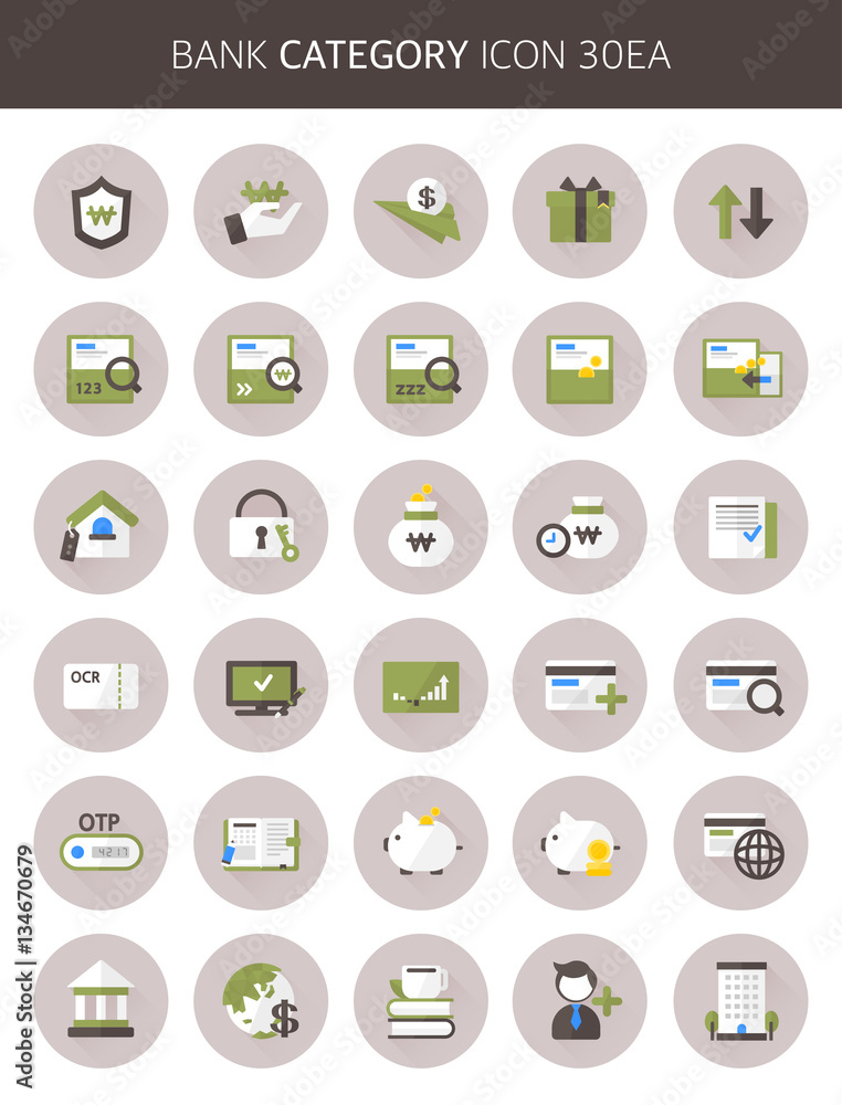 Banking Flat Icon Set Banking Flat Icon Set