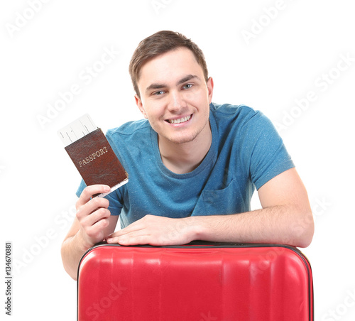 Handsome young tourist with...