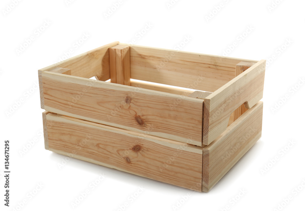 Empty wooden box isolated on white Empty wooden box isolated on white