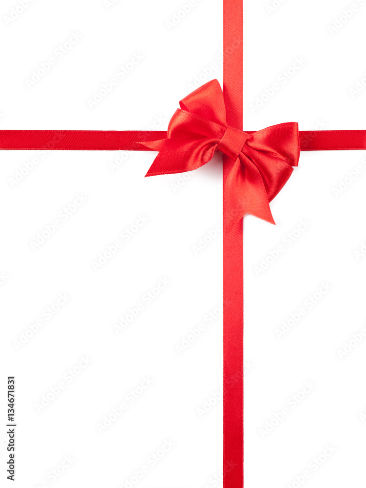 Red ribbon bow on white background Red ribbon bow on white background