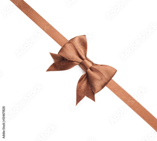 Brown bow isolated on white background
