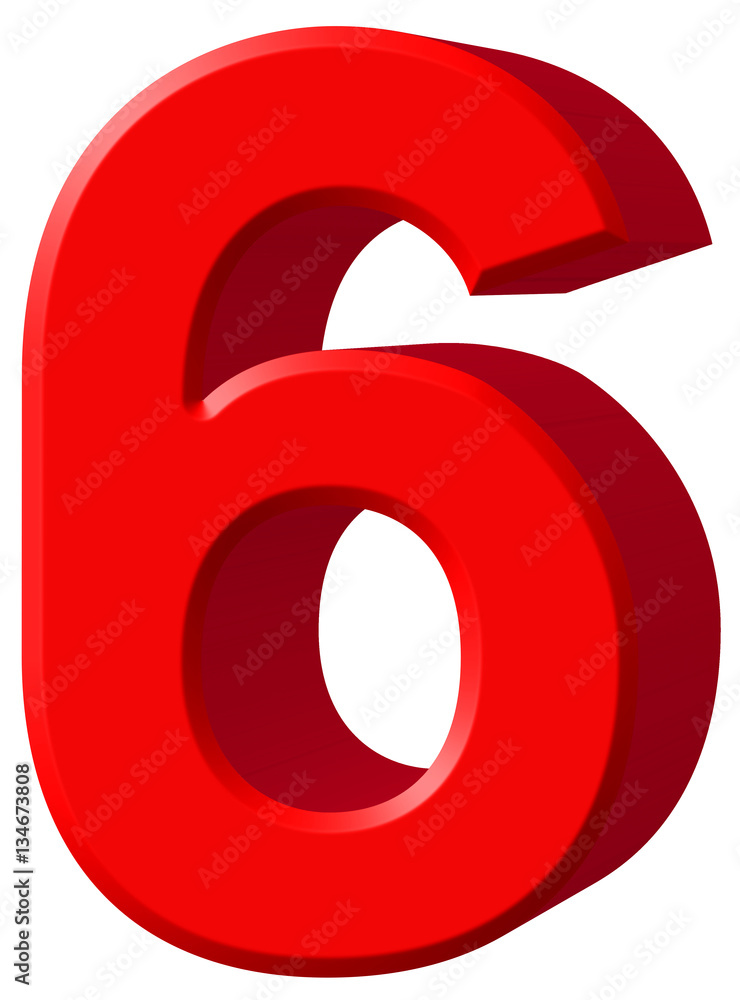Numeral 6, sixn, isolated on white background, 3d render Numeral 6, sixn, isolated on white background, 3d render