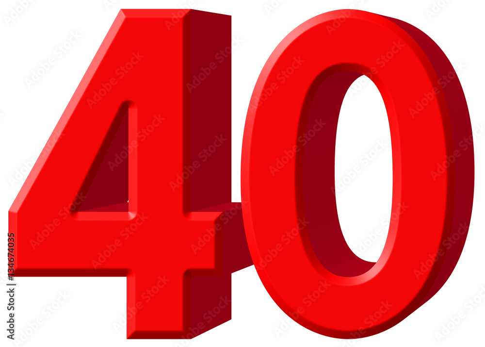 Numeral 40, forty, isolated on white background, 3d render Numeral 40, forty, isolated on white background, 3d render