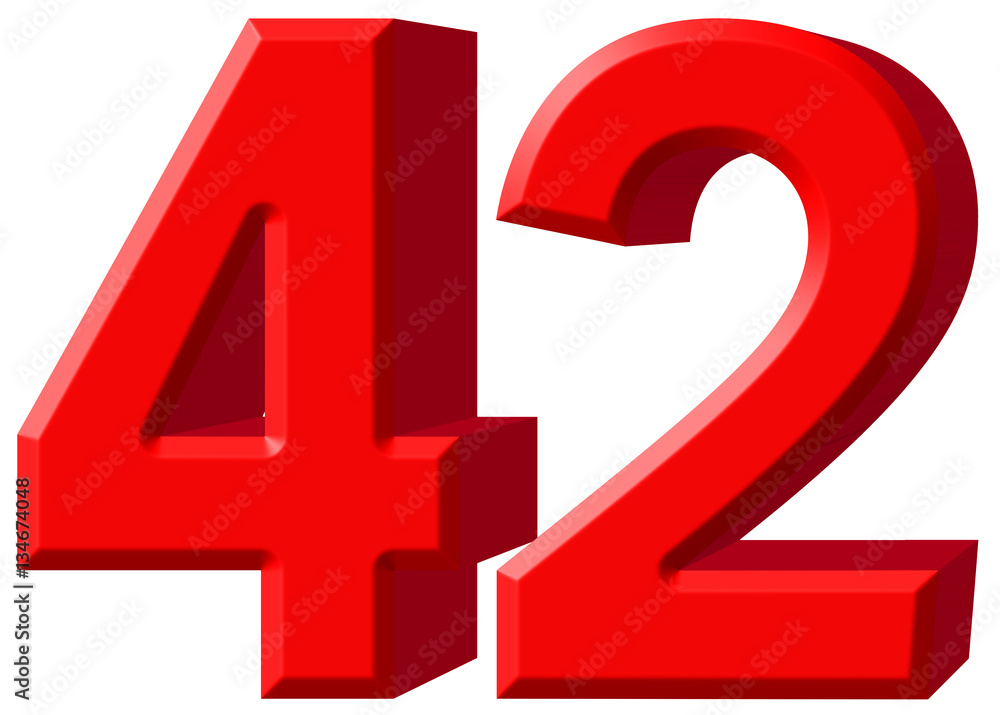 Numeral 42, forty two, isolated on white background, 3d render Numeral 42, forty two, isolated on white background, 3d render
