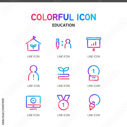 Wallpaper Mural Education Colorful Icon Set Torontodigital.ca