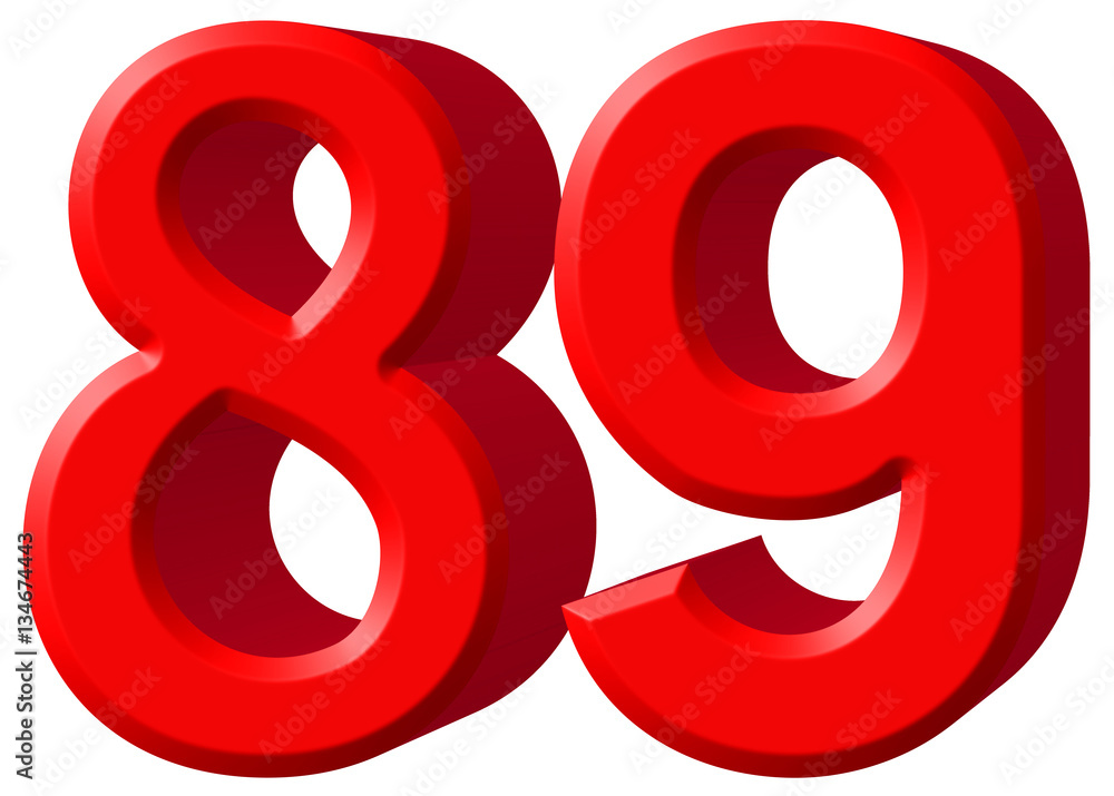Numeral 89, eighty nine, isolated on white background, 3d render Numeral 89, eighty nine, isolated on white background, 3d render